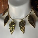 Signed Joanne’s Cooper Got Ciner Willow Leaf Matching Necklace & Clip On Earrings Photo 2