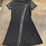 The Kooples Dress Womens Size 36 Sport Zip Front Short Sleeve Leather Contrast Photo 0