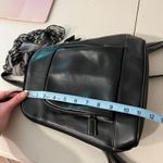 Vintage 90s Black Square PVC Leather Scarf Tie Medium Backpack Photo 11