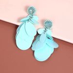 NEW Party Time! Turquoise Disc Drop & Rhinestone Dangly Earrings Funtastic1 Blue Photo 3