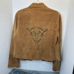 Coldwater Creek Vintage  Women's Brown Leather Jacket with Cutout Designs M Boho Photo 3