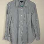 Rag and Bone  women grey white striped button down long sleeve cuffed shirt large Photo 0