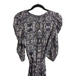 Amanda Uprichard Snakeskin Print Wrap Puffed Sleeves V-Neck Romper P (XS) / 0-2 Photo 5