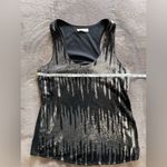 Sugar Lips  Flashy Shiny Sequins Black & Silver Women’s Tank Top Y2K Sz L EUC Photo 4