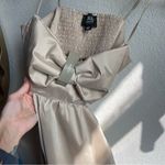 J.Crew  Collection bow-front cutout midi dress in stretch taffeta Khaki Tan Photo 4