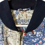 Free People Daytrip Blue Red Tan White Printed Bomber Jacket Large OB548451 Photo 3