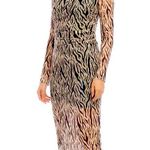 Karen Kane Black and ecru Long Sleeve zebra print Sheath Dress. Size Medium. Photo 3