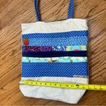 Boho Quilted And Stitched Canvas Art Deco Tote Bag Blue Photo 8