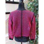 a.n.a  Bomber Jacket Womens PL Pink Black Mesh Polyester Long Sleeve Full Zip Photo 3