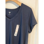 SO  V Neck Top Womens Size XL Blue Short Sleeve T Shirt Soft Loose Fit Tee NWT Photo 2