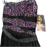 Ruby Rox  Vintage Y2K Dress M Black Multi Sequin Strapless Pleated Fairy Showgirl Photo 5