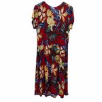 Lascana Venus Red Floral Tropical Short Sleeve V Neck Dress Womens Large Photo 9
