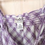 Mudd Y2K  Womens Top Size M Purple Plaid Smocked Peplum Indie Boho Retro Casual Photo 3