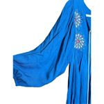 Umgee bright teal embroidered mini dress sz L Photo 5