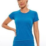 CRZ Yoga Speedy Seamless Short Sleeves Slim Fit Top in Super-Sonic Blue Size L Photo 0