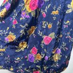 American Vintage Vintage 90s 1990s Navy blue floral print slip dress V neckline med Photo 3