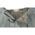 ZARA NEW Box Pleat Denim Mini Skirt Side Zip Raw Hem Light Wash Size Large Photo 4