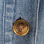 Vintage Cambridge Dry Goods Top Medium Wash Blue Chambray Denim Patriotic Navy Photo 7