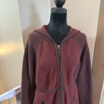Title Nine Full Zip Tunic Sweater Sweatshirt Hooded Maroon Red Knit Waffle L Photo 1