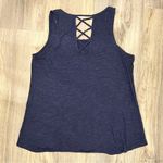 Maurice's  Navy Sleeveless Criss-Cross Back Shirt  Crochet Detail Tank Top Size L Photo 6