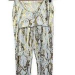 Carbon38 Gold Metallic Animal Snake Skin Print Athletic Leggings and Bra Sz L Size L Photo 0