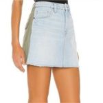 frame denim Frame Canteburry Blue Green Raw Hem Mixed Media Le Cargo Mini Denim Skirt 28 Photo 2