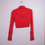 Free People Midnight Half Zip V Neck Pullover Ribbed Sweater High Risk Red XS Photo 3