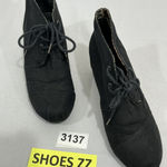 Womans Bobs By Sketchers Memory Foam Us 8 Black Fabric Lace Up Wedge Shoes Photo 0