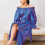 Printfresh Pencil Paper Co. Angelica Dress Small Blue Red Nautical Stripe Midi Photo 0