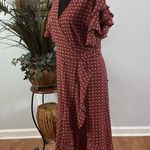 Max Studio  Women M Short Flutter Sleeve Wrap Babydoll Dress Ruffle Barbiecore Photo 2