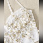 white and gold floral sparkle cropped tank top size small Photo 2