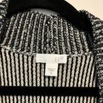 J. Jill Sweater Open Front Cardigan Duster Black White Patchwork Wool Blend XL Photo 4