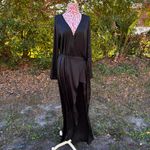 For Love & Lemons X Jaime King La Lydia Black Satin High Slit Wrap Dress Size S Photo 3