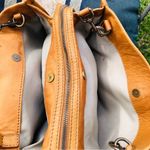 American Leather Co 3 Section Satchel Bag Purse in Light Tan Photo 9