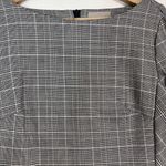 H&M  Glen Plaid Dress Womens Sz 10 Black White 3/4 Sleeve Boat Neck Preppy Career Photo 2