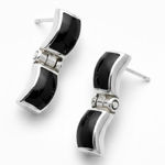 Taxco Sterling Silver 950 Black Onyx hinge Earrings Vintage Photo 0