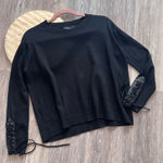 The Kooples  black 100% wool pullover‎ sweater w/ lace up sleeves Photo 0