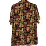 Isrida Silk Collection Vintage Bag Motif Print Button Up Shirt Size Medium Photo 1