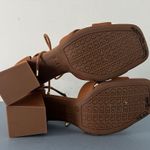 Gianni Bini GB Late-Nite Camel Brown Suede Ankle Tie Block Heel Sandals Photo 7