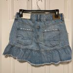 American Eagle  New Super High Rise Light Wash Distressed Denim Mini Skirt Photo 6