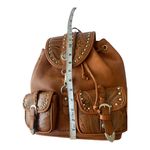 Western Embossed Faux Leather‎ Backpack Tan Photo 3