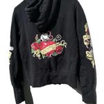 Disney  Parks Mickey Mouse Hoodie Rose Tattoo Women’s Sz L Black Zip Up Jacket Photo 6