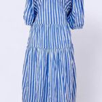 Old Navy Maxi Dress w/belt Womens XL Blue White Puff Sleeve Resort Smocked Back Photo 7