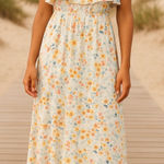 LC Lauren Conrad Lauren Conrad Women's Floral Tiered V-Neck Cinch Waist Long Maxi Dress sz M Whim Photo 0