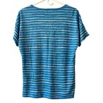 Chico's Linen Stripe V-Neck SS T-Shirt Womens 0 (S) Tropical Jade Beach Travel Photo 1