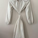 Petal and Pup  Beige Cut Out Gingham Dress 100% Cotton Mini Puff Sleeves Size 4 Photo 3