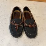 Eddie Bauer Vintage  Black brown leather boat shoe loafer Camp 90s nautical Photo 1
