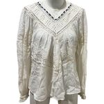 Free People  Abigail Victorian Eyelet Top Ivory Blouse Size M Photo 0