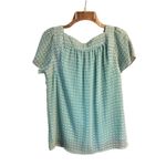 Roz & Ali  Aqua/brown Blouse Sz S NWT Photo 1