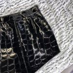 Alexander Wang Asymmetric Croc-Effect Patent-Leather Mini Skirt In Black Photo 7